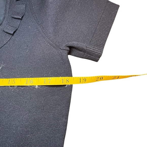 Draper James Sheer Yoke A-Line Sweater Dress Navy Blue Medium Modest Neutral - Picture 10 of 14